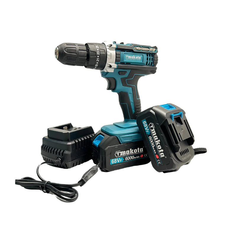 Kit Valigetta Makota con Utensile a Batteria 3 in 1 - Trapano Avvitatore a Percussione, Svitabulloni, Smerigliatrice 68V Brushless