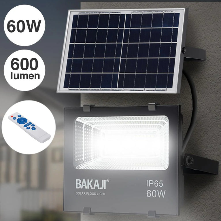Faro LED 60W con Pannello Solare Luce Esterno Alta Luminosita 600lm + Telecomando