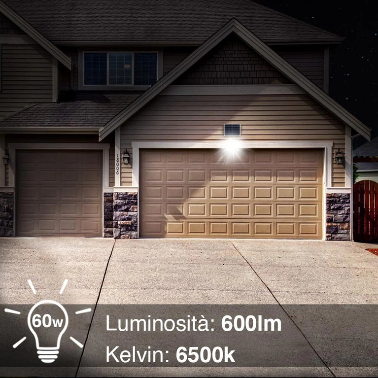 Faro LED 60W con Pannello Solare Luce Esterno Alta Luminosita 600lm + Telecomando
