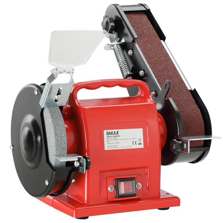 Smerigliatrice da Banco Mola Combinata con Disco e Levigatrice a Nastro 250W