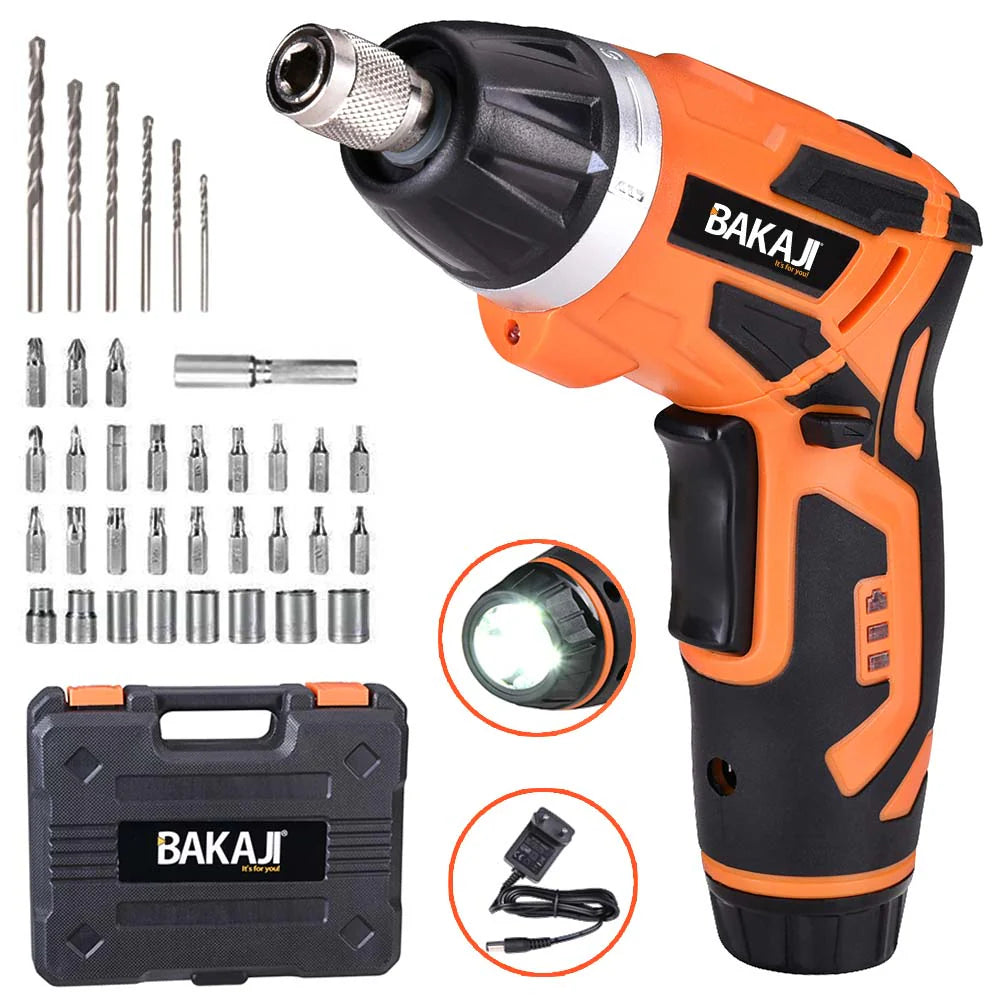 Avvitatore Cacciavite Elettrico a Batteria Trapano con 38 punte e Torcia LED