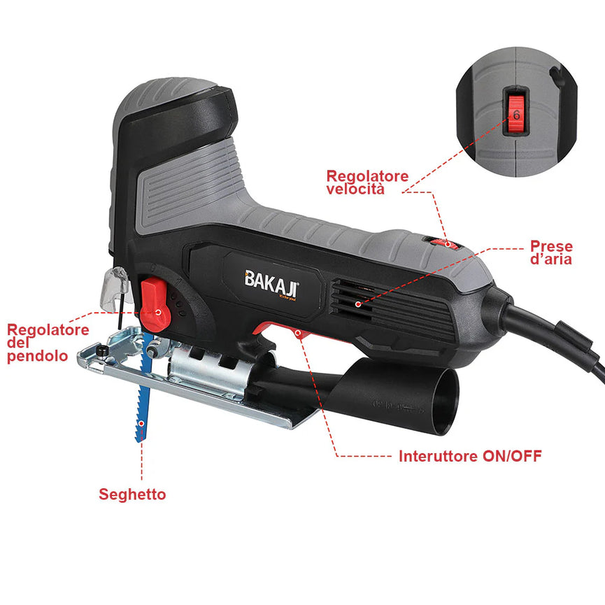 Seghetto Elettrico Alternativo Pendolare 600W Velocita Regolabile 3000rpm