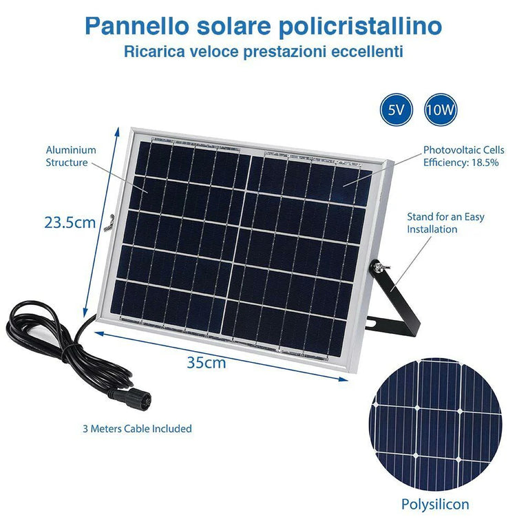 Faro LED 60W con Pannello Solare Luce Esterno Alta Luminosita 600lm + Telecomando