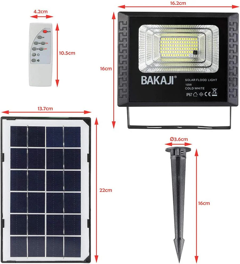 Faro LED 10W Pannello Solare Luce Esterno Alta Luminosita 200 lm + Telecomando