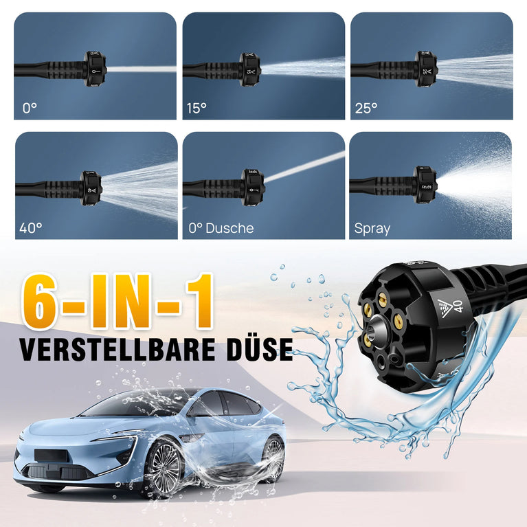 IDROPULITRICE PISTOLA PORTATILE A BATTERIA PRESSIONE ACCESSORI 2000W 2 BATTERIE