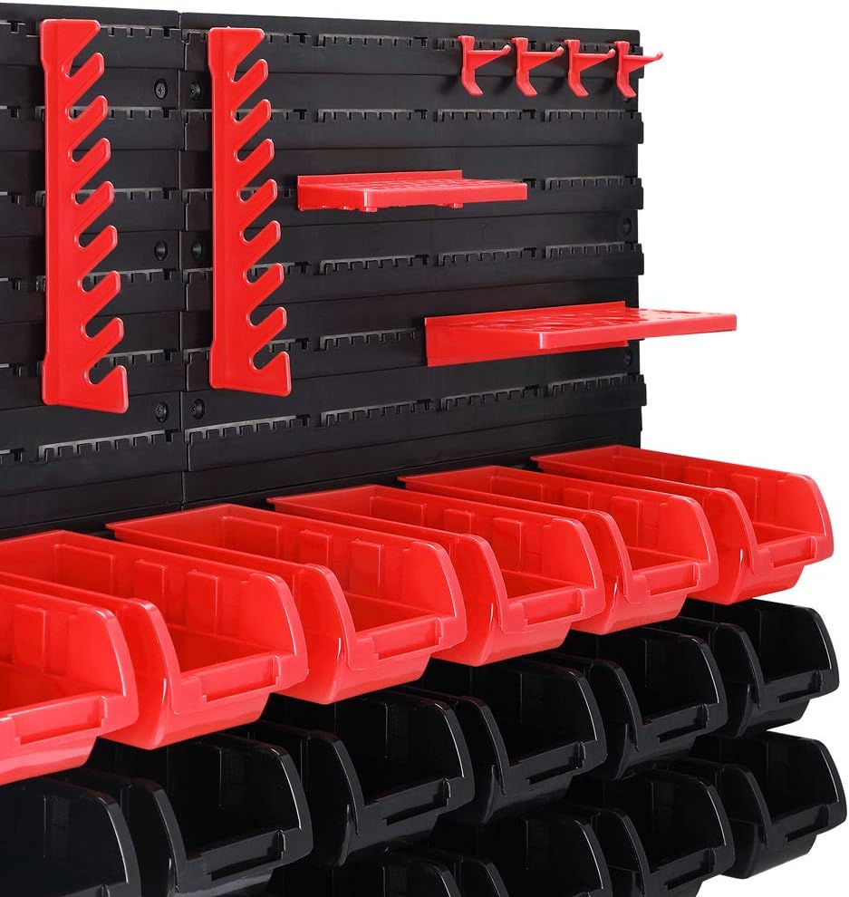 Pannello da Parete 45pz Portautensili Contenitori Porta Attrezzi Officina Garage