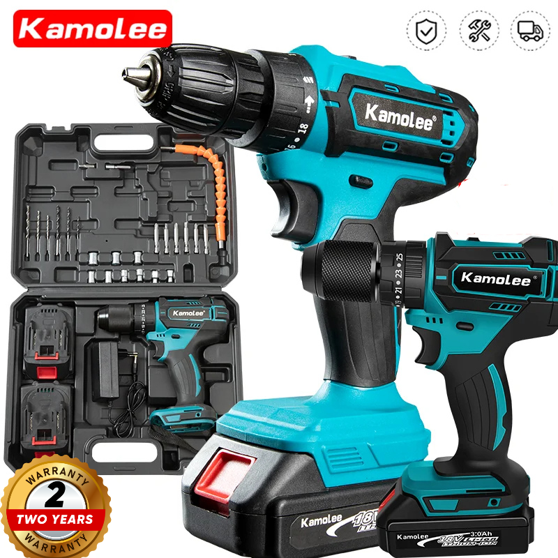 KIT TRAPANO AVVITATORE A PERCUSSIONE CON 2 BATTERIE A LITIO 750W