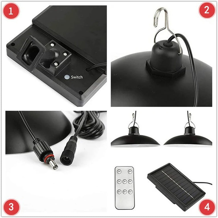 2 Lampade lampadine pannello solare intrno esterno IP65 telecomando campeggio
