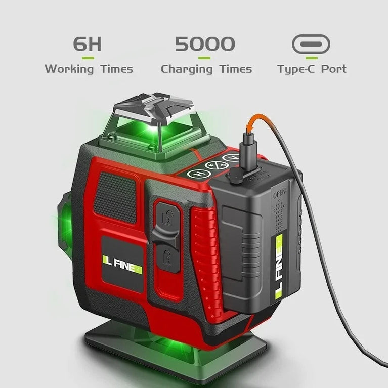 LIVELLA LASER TRACCIATORE AUTOLIVELLANTE 4D 16 LINEE 360° ROTAZIONE LINEA VERDE