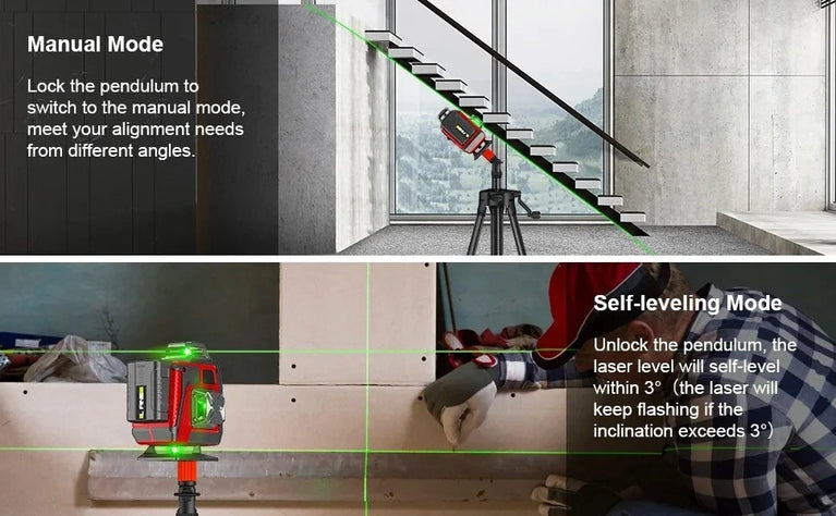 LIVELLA LASER TRACCIATORE AUTOLIVELLANTE 4D 16 LINEE 360° ROTAZIONE LINEA VERDE