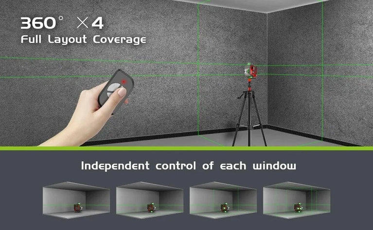 LIVELLA LASER TRACCIATORE AUTOLIVELLANTE 4D 16 LINEE 360° ROTAZIONE LINEA VERDE