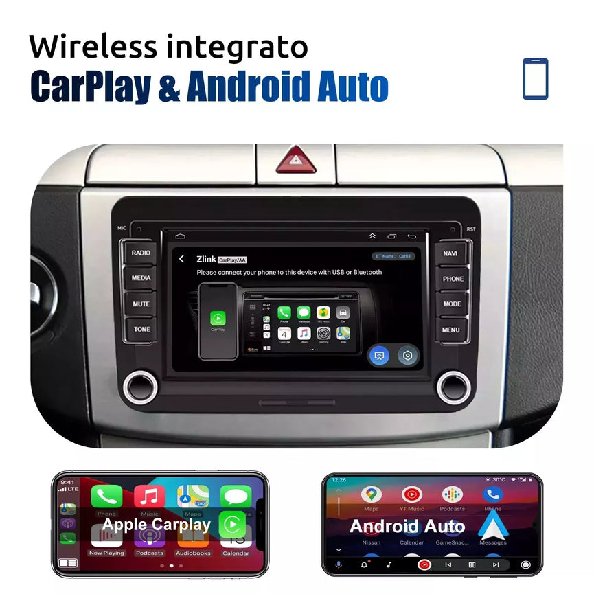 AUTORADIO 2DIN 32G ANDROID 13 CARPLAY RDS TELECAMERA PER VW GOLF 5 6 POLO PASSAT