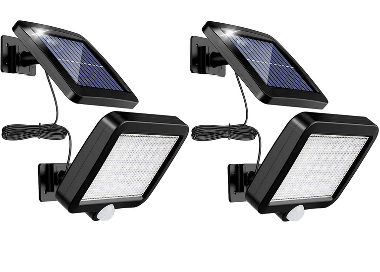 2X LAMPADE SOLARI DA ESTERNI FARO 30W PANNELLO RICARICA SOLARE SENSORE MOVIMENTO