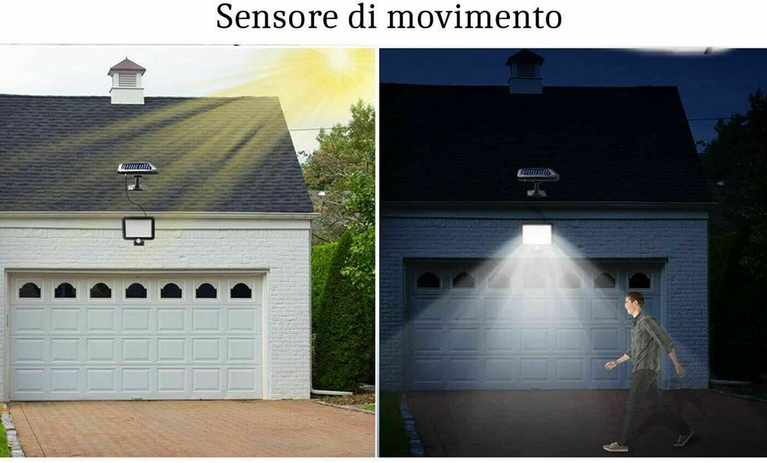 2X LAMPADE SOLARI DA ESTERNI FARO 30W PANNELLO RICARICA SOLARE SENSORE MOVIMENTO