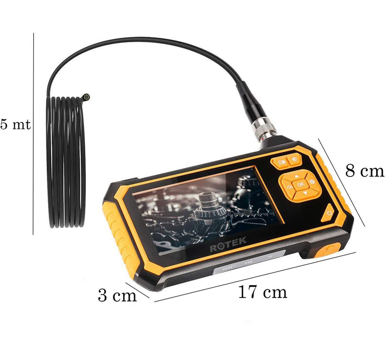 Telecamera Endoscopica 5mt Monitor Sonda 4.3 Pollici Videocamera Impermeabile