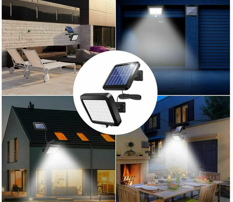 2X LAMPADE SOLARI DA ESTERNI FARO 30W PANNELLO RICARICA SOLARE SENSORE MOVIMENTO