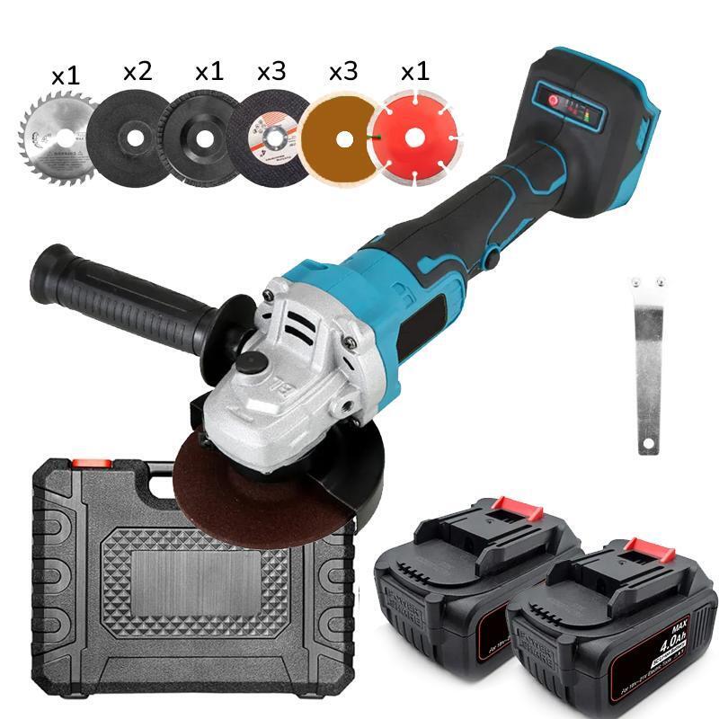 Smerigliatrice angolare con 2 batteria brushless 4Ah 2 Batterie 11 dischi 100mm