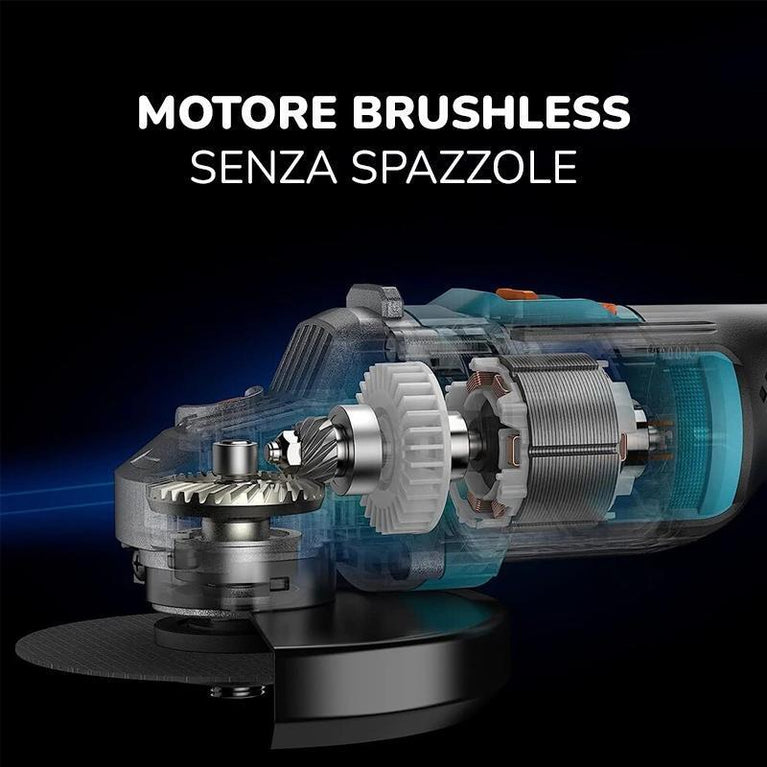 Smerigliatrice angolare con 2 batteria brushless 4Ah 2 Batterie 11 dischi 100mm