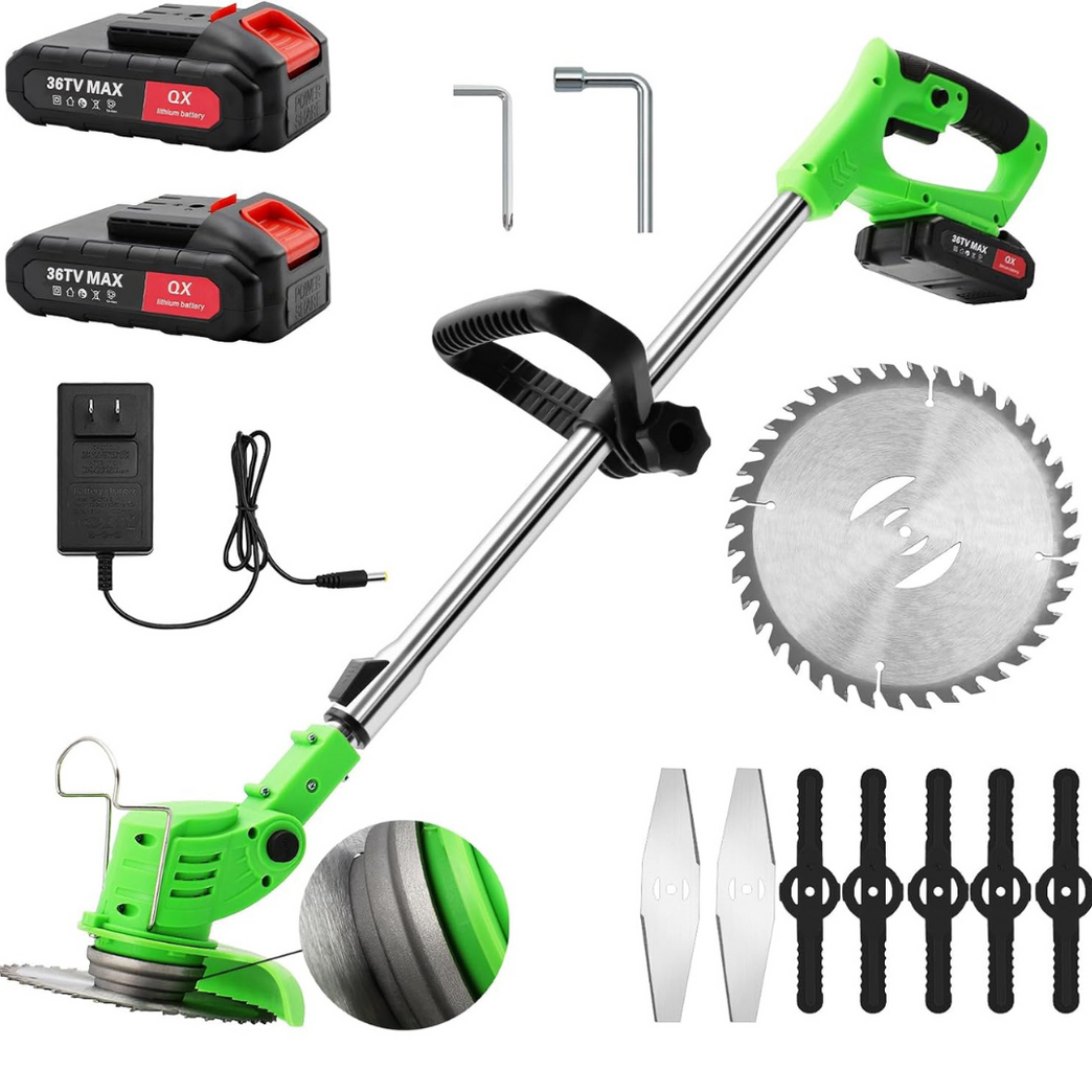 DECESPUGLIATORE A BATTERIA TAGLIABORDI ELETTRICO 1200W TAGLIAERBA 2 BATTERIE