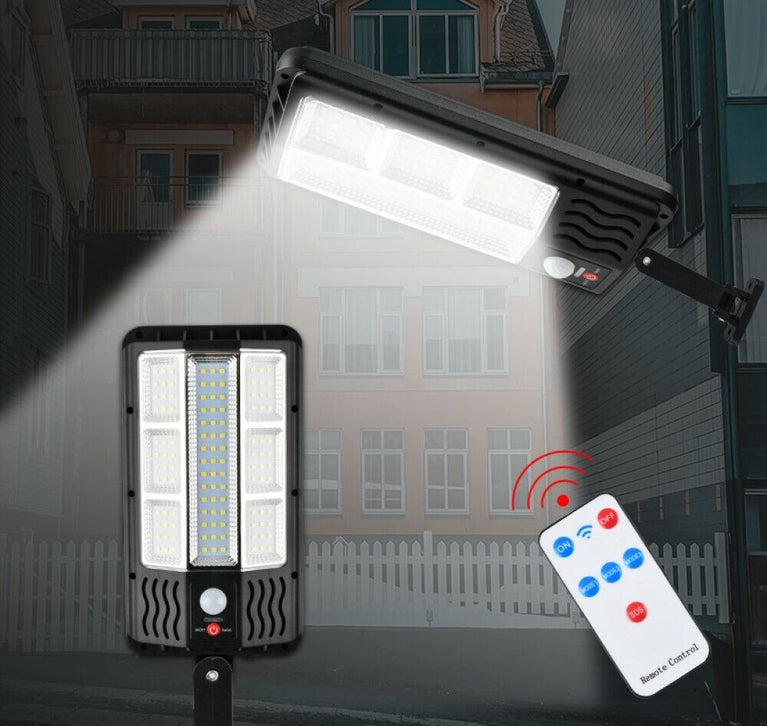FARO LAMPIONE STRADALE PANNELLO SOLARE CON SENSORE TELECOMANDO 117 LED SMD