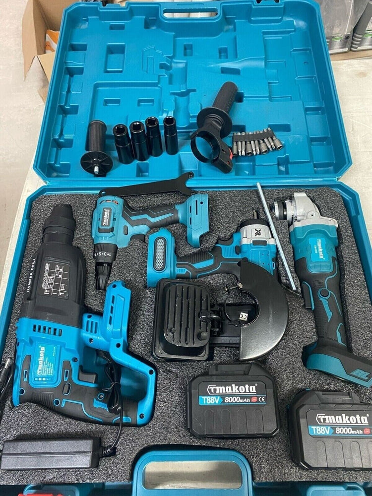 Kit 5 In 1 Makota Brushless: Flex, Trapano Impulsi, Avvitatore, Tassellatore, Faretto, Smerigliatrice