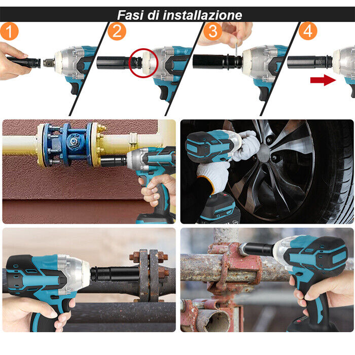 Avvitatore a Impulsi Brushless PRO 800W 400Nm doppia batteria con 24 inserti