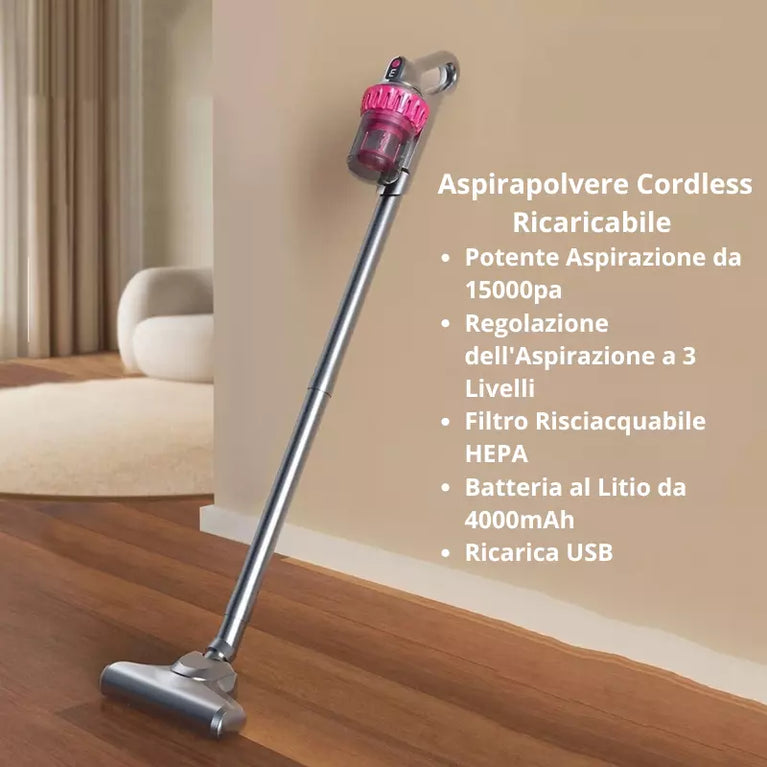 ASPIRAPOLVERE SENZA FILI SCOPA ELETTRICA SENZA SACCO RICARICABILE PORTATILE 4IN1