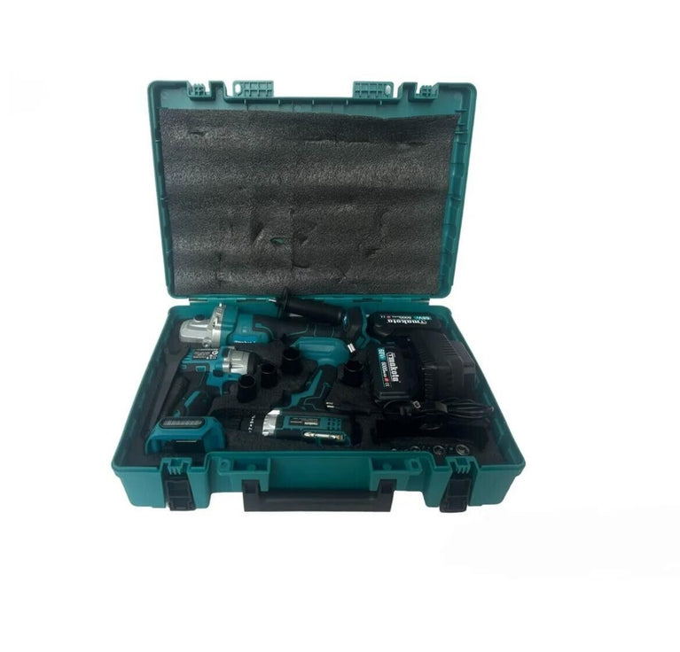 Kit Valigetta Makota con Utensile a Batteria 3 in 1 - Trapano Avvitatore a Percussione, Svitabulloni, Smerigliatrice 68V Brushless