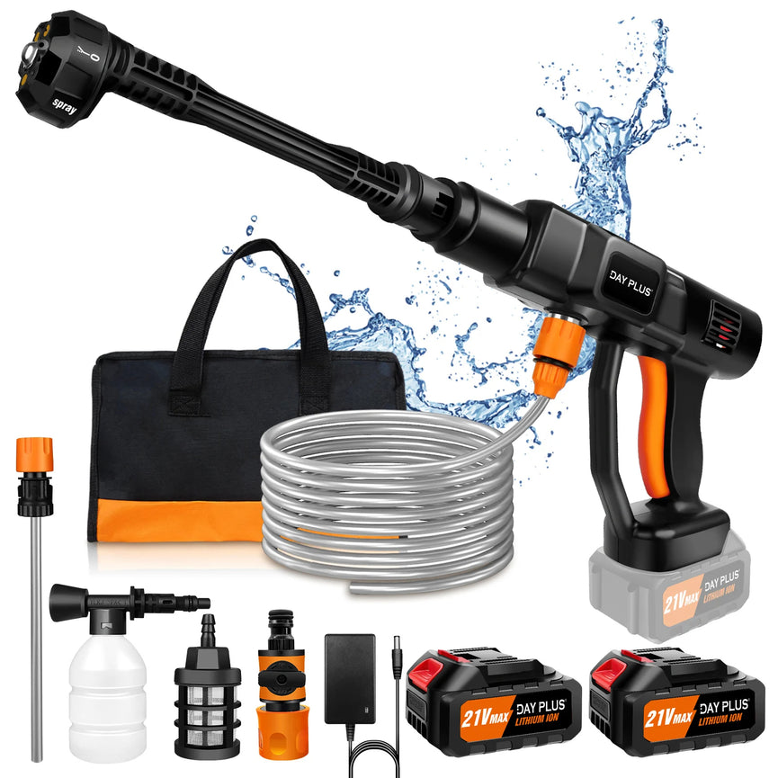 IDROPULITRICE PISTOLA PORTATILE A BATTERIA PRESSIONE ACCESSORI 2000W 2 BATTERIE