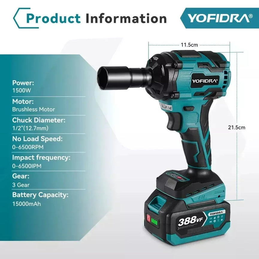 AVVITATORE A IMPULSI 1000NM A BATTERIA 18V CHIAVE A PERCUSSIONE SENZA SPAZZOLE