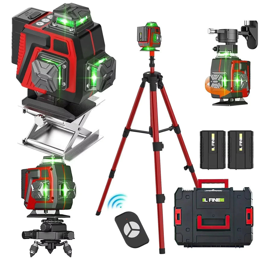 LIVELLA LASER TRACCIATORE AUTOLIVELLANTE 4D 16 LINEE 360° ROTAZIONE LINEA VERDE