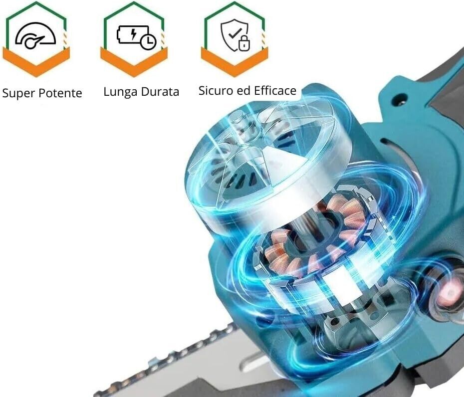 MINI MOTOSEGA BATTERIA 48V LAMA 6/8 POLLICI ELETTROSEGA ELETTRICA - Foto 6