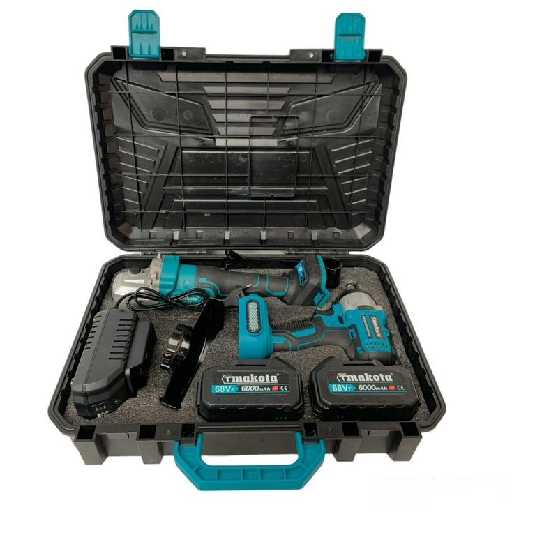 Kit 2 in 1 Makota Plus Avvitatore a impulsi Svitabulloni e Smerigliatrice a Batteria 68V